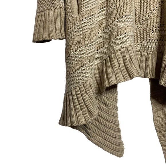 Aerie Open Front Waterfall Beige Light Brown Drop Shoulder Oversized Cardigan M - Picture 9 of 16